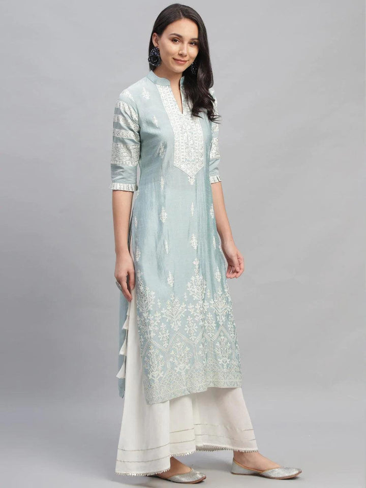 Blue Printed Shantoon Kurta