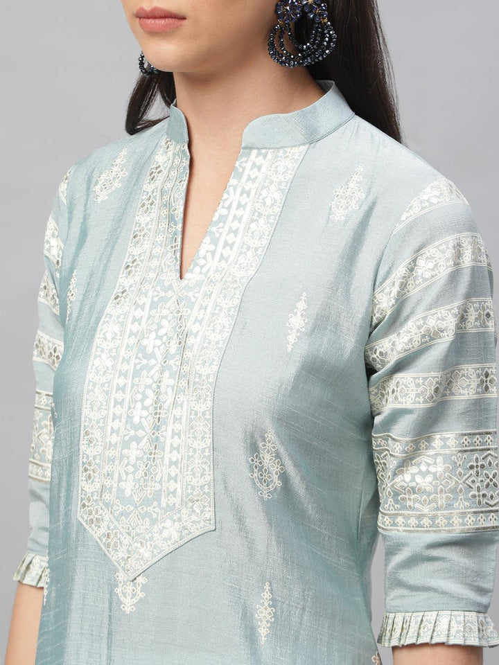 Blue Printed Shantoon Kurta