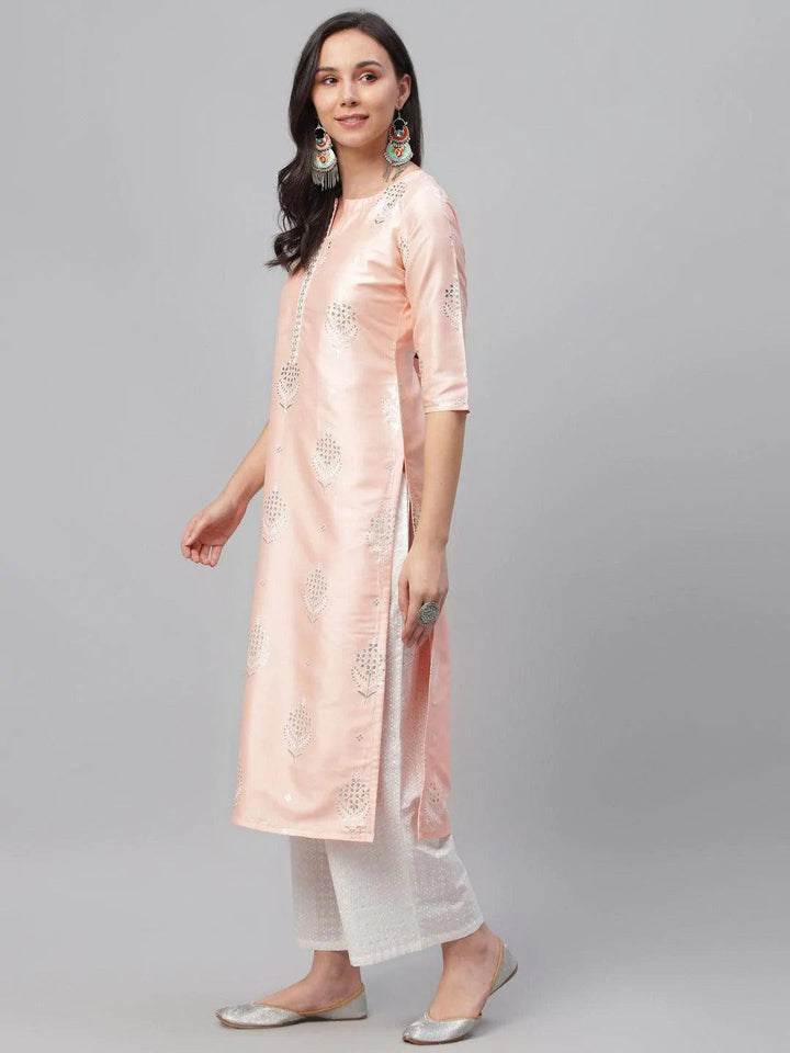 Pink Printed Shantoon Kurta