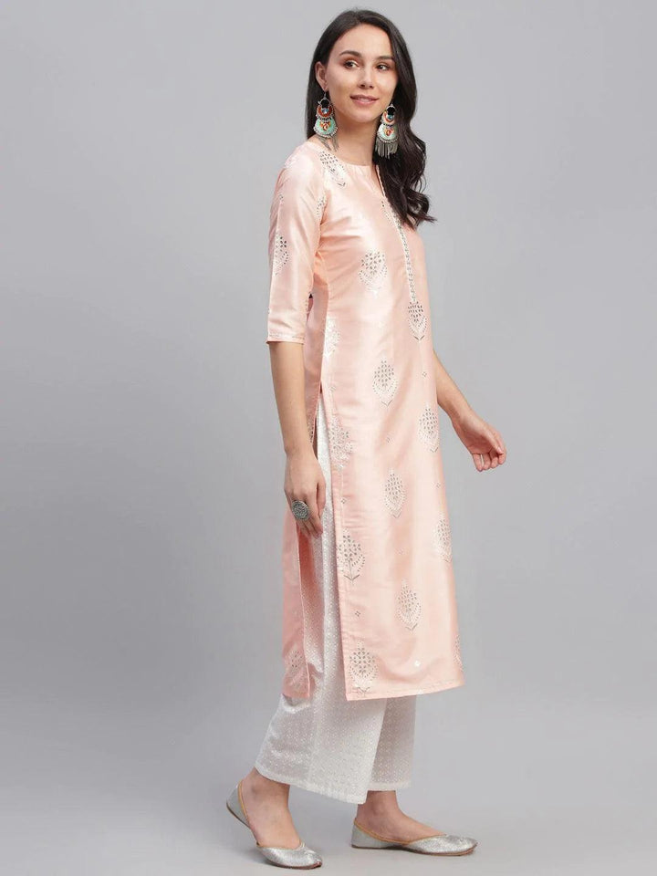 Pink Printed Shantoon Kurta