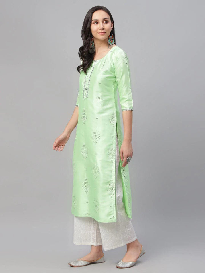 Green Printed Shantoon Kurta