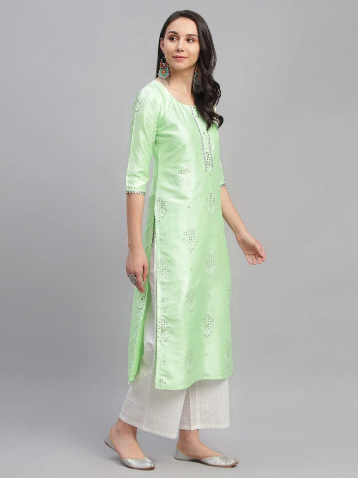 Green Printed Shantoon Kurta