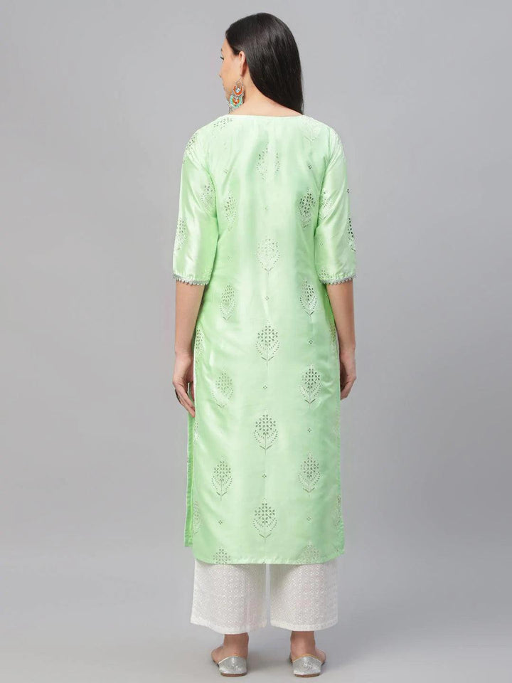 Green Printed Shantoon Kurta