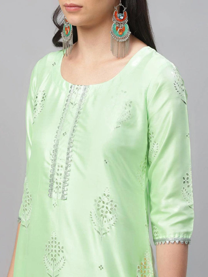 Green Printed Shantoon Kurta
