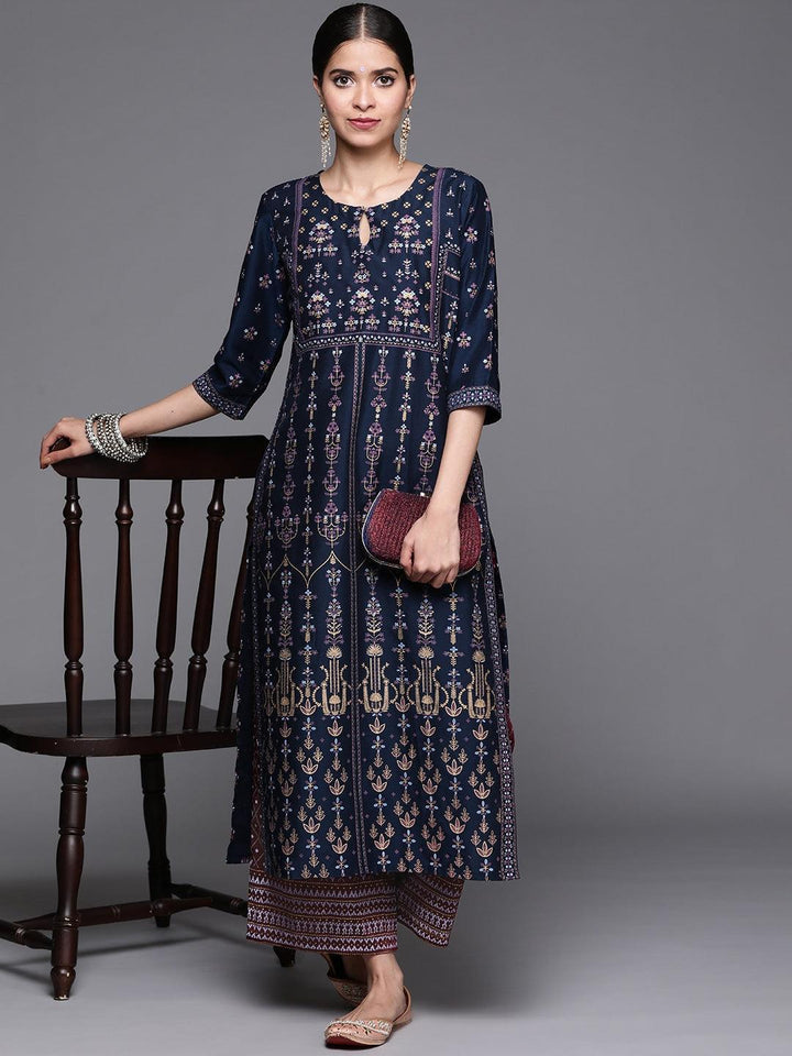 Maroon Printed Silk Palazzos