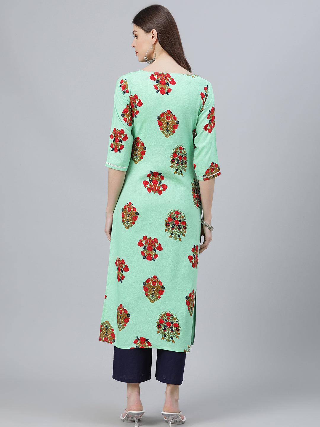 Multicoloured Printed Rayon Kurta - ShopLibas