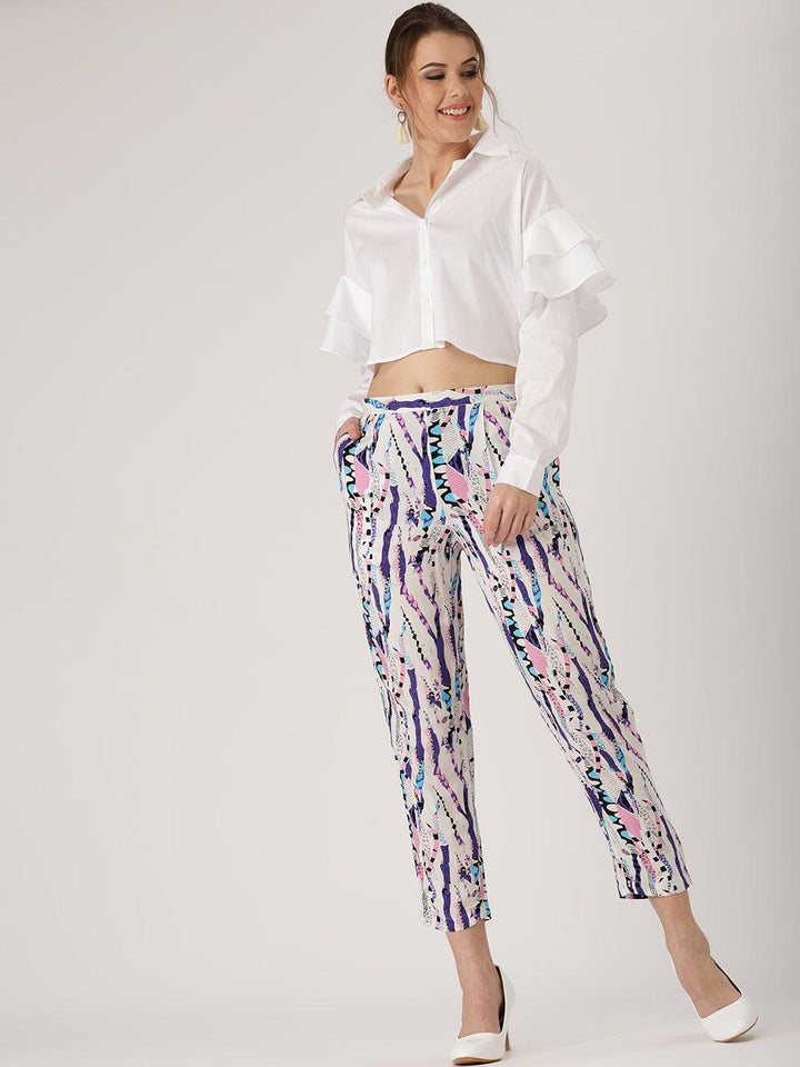 Multicoloured Abstract Rayon Trousers