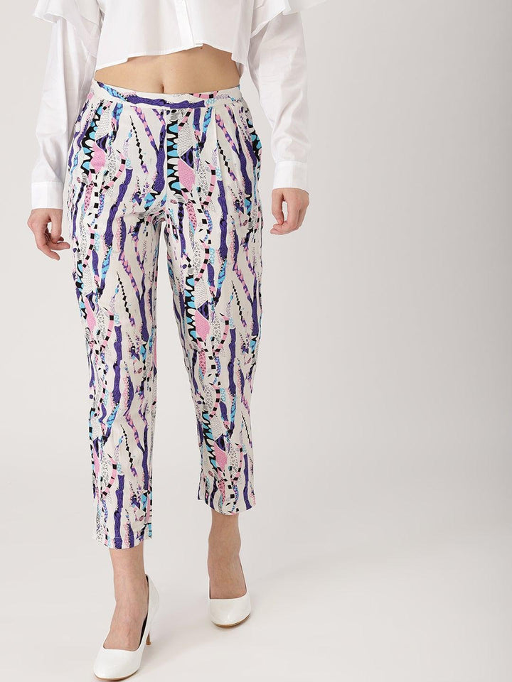 Multicoloured Abstract Rayon Trousers