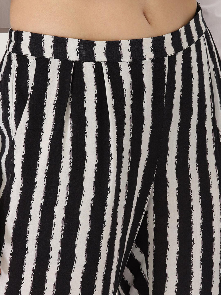 Black Striped Rayon Trousers