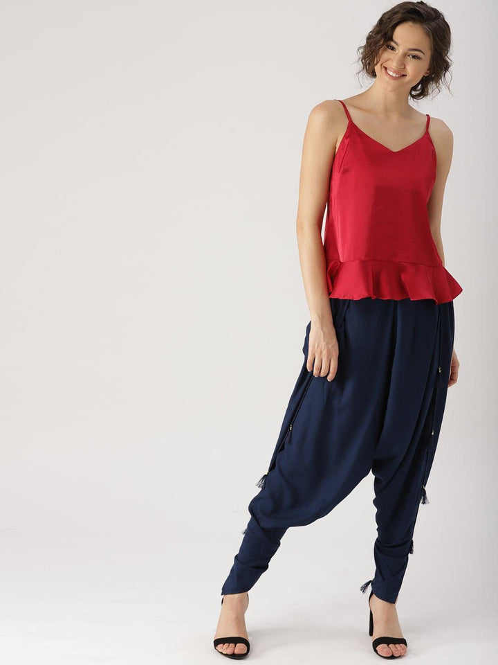 Blue Solid Rayon Dhotis