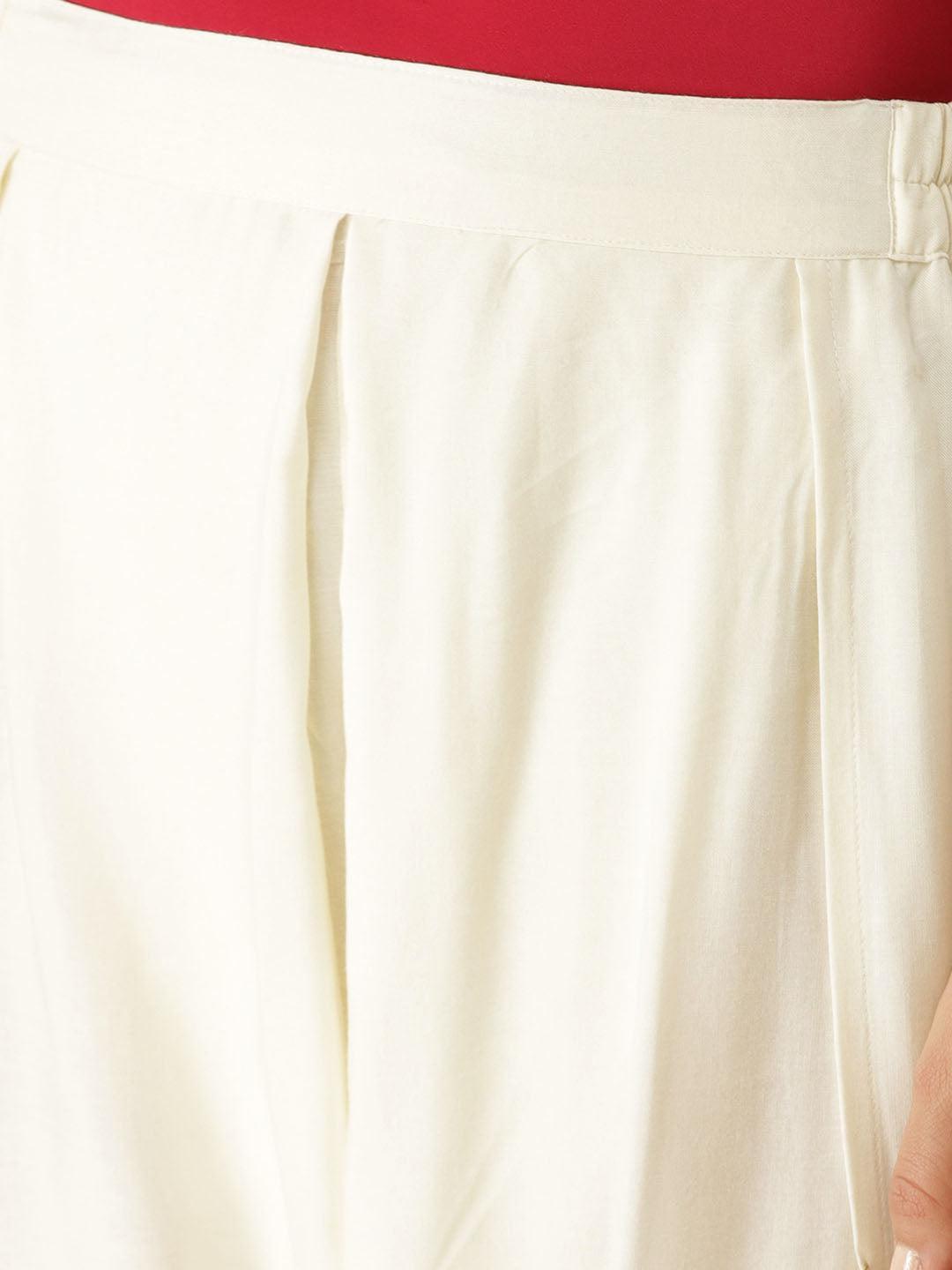 White Solid Rayon Dhotis - ShopLibas