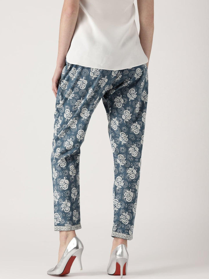Blue Printed Cotton Trousers