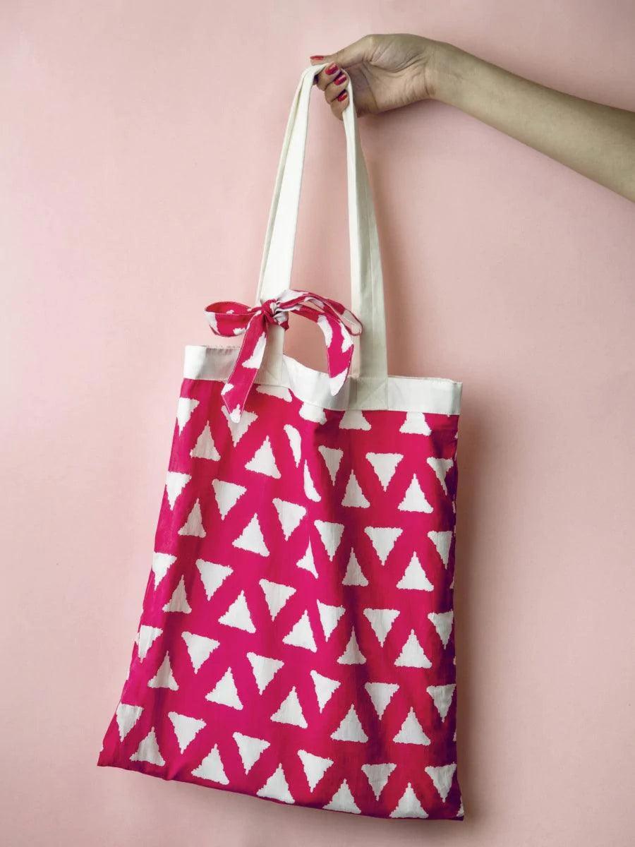 Libas DIY Tote Bag with Pink Color Printed Pattern Inside - ShopLibas