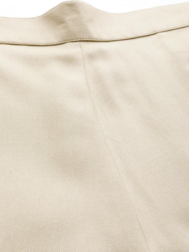 Beige Solid Pashmina Wool Trousers