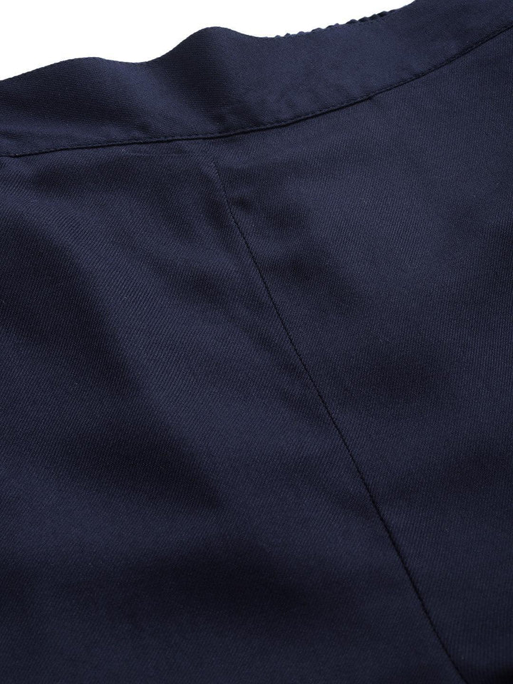 Blue Solid Pashmina Wool Trousers