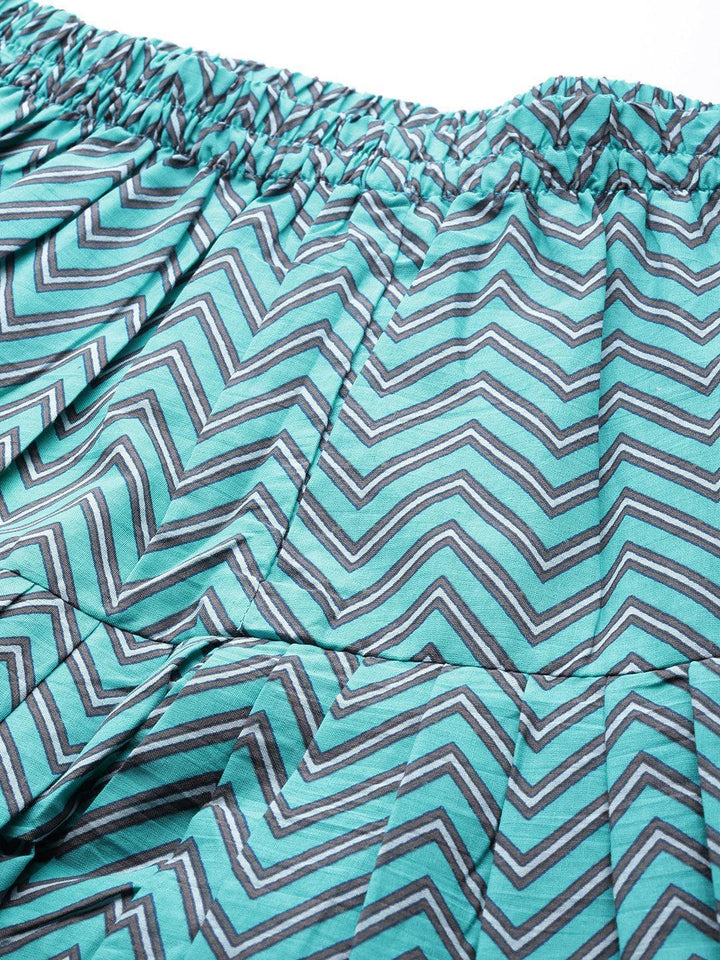 Blue Printed Cotton Salwar Pants