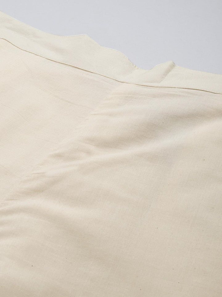 Off White Embroidered Cotton Trousers