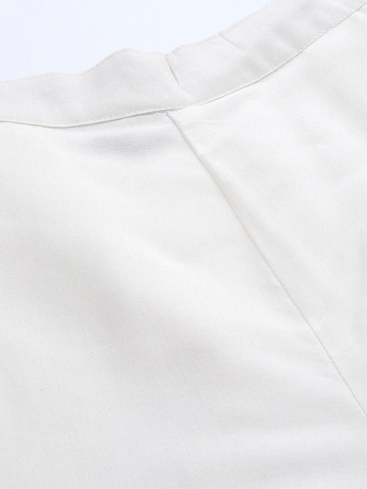 White Embroidered Cotton Trousers