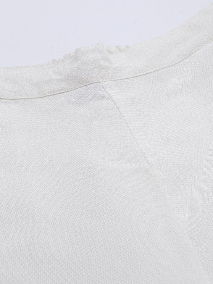 White Embroidered Cotton Trousers