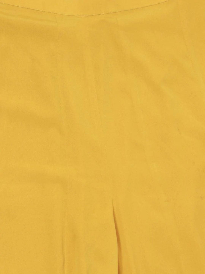 Yellow Solid Crepe Palazzos