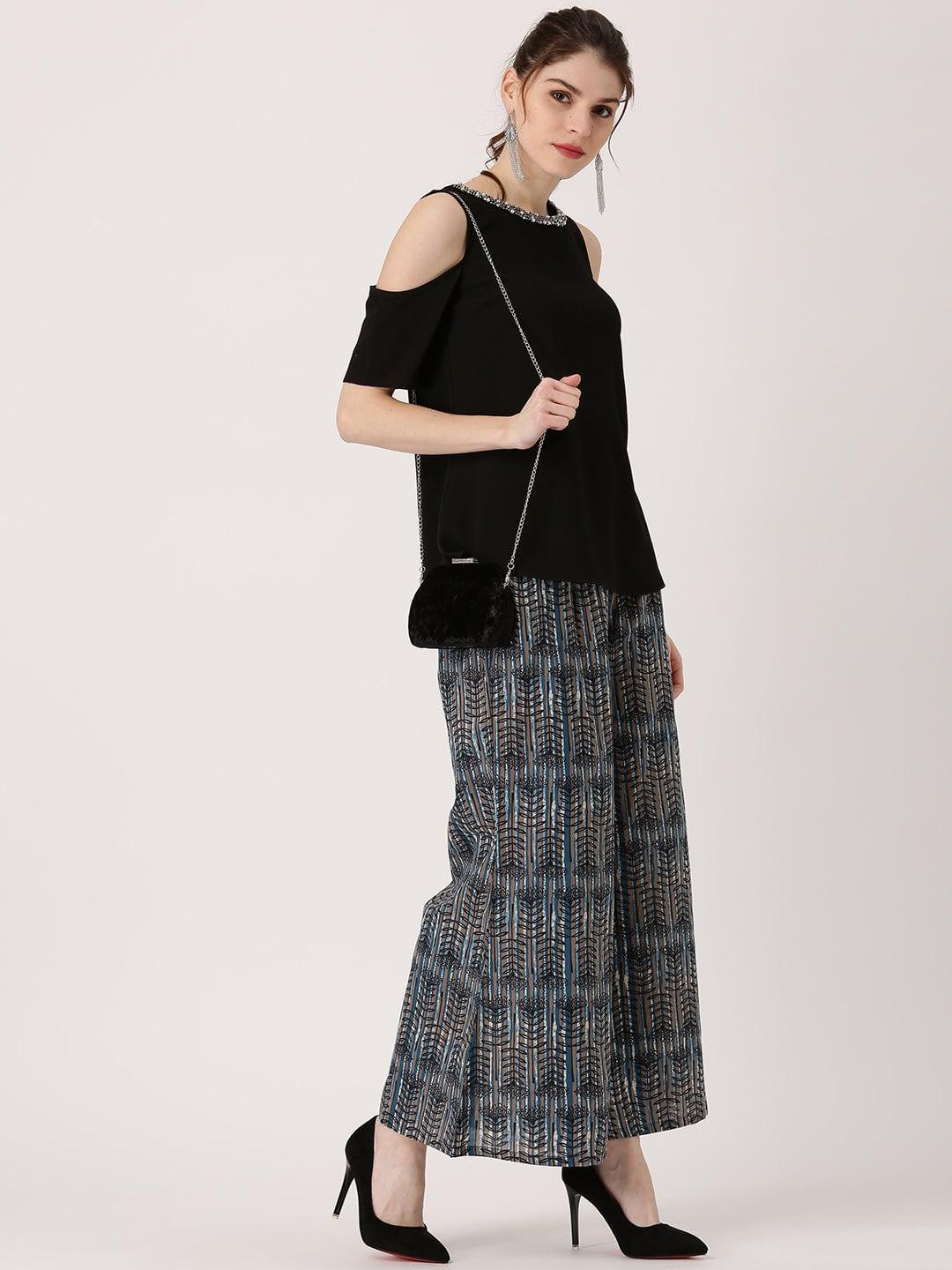 Multicoloured Abstract Cotton Palazzos - ShopLibas