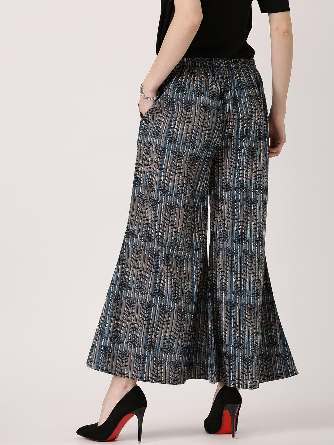 Multicoloured Abstract Cotton Palazzos - ShopLibas