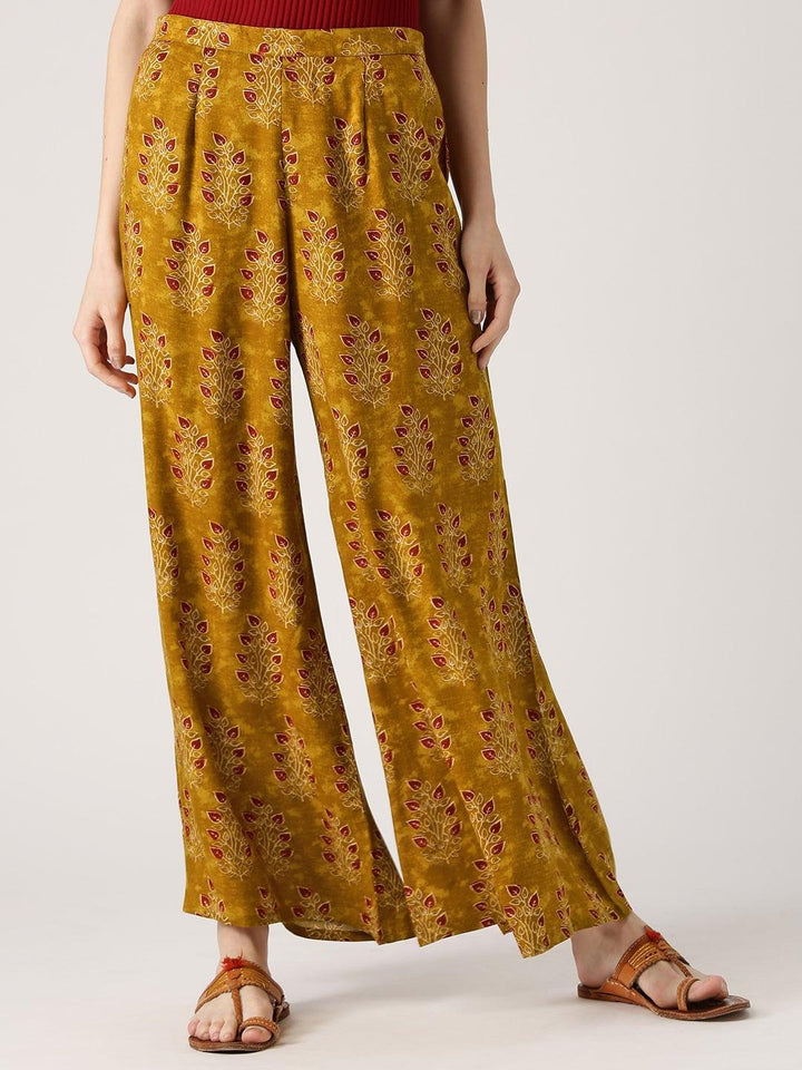 Green Printed Rayon Palazzos