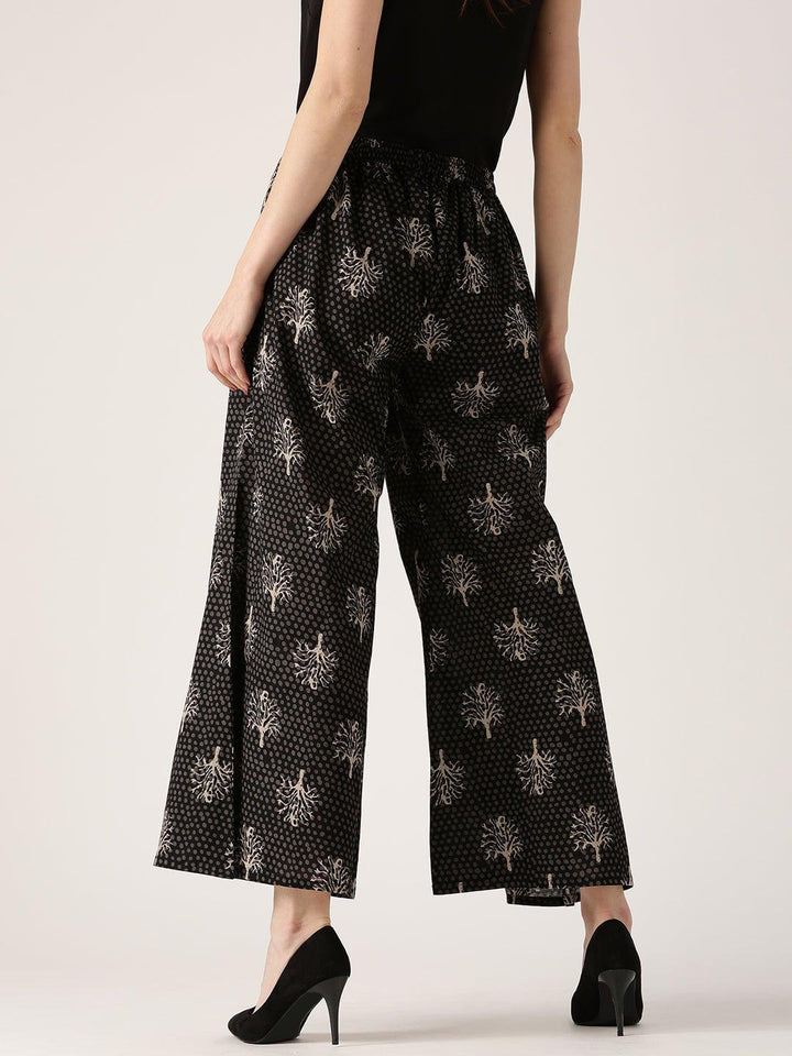Black Abstract Cotton Palazzos