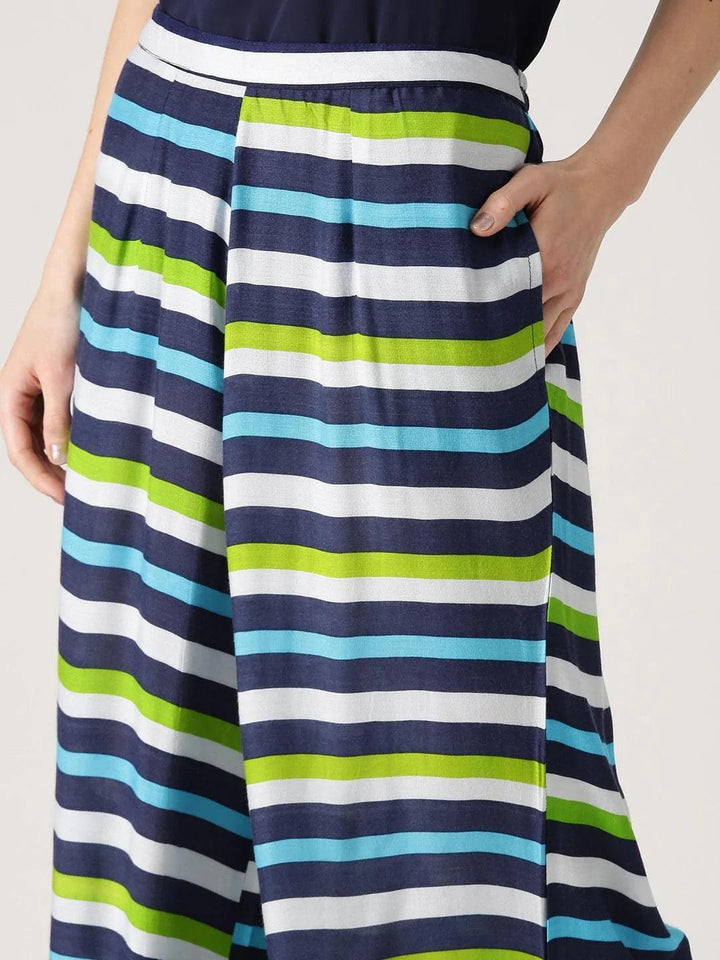 Multicoloured Striped Rayon Palazzos