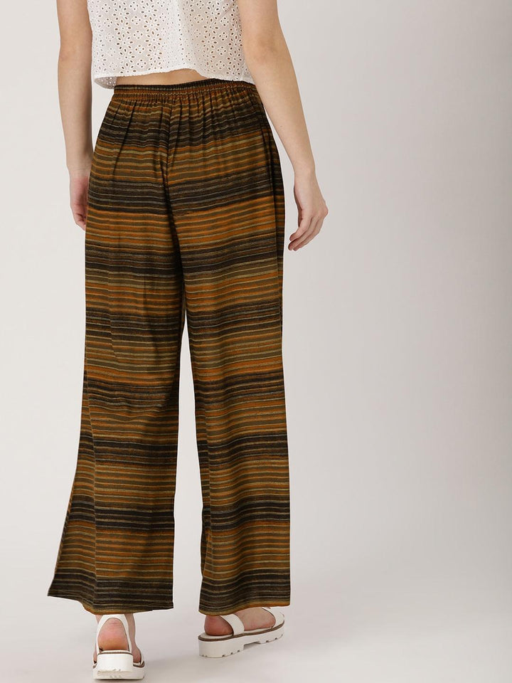 Brown Striped Rayon Palazzos
