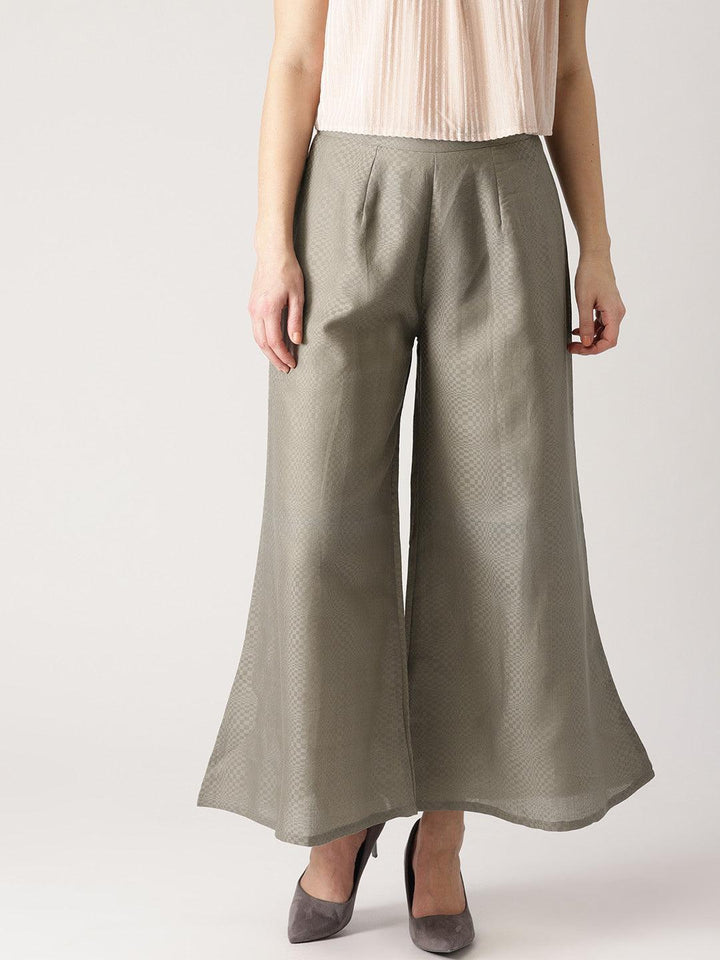 Grey Checkered Cotton Palazzos