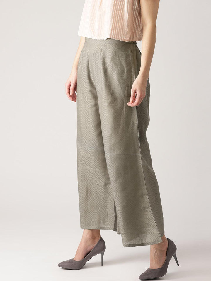 Grey Checkered Cotton Palazzos