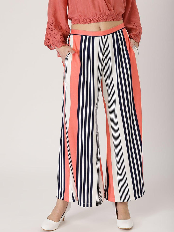 Multicoloured Striped Polyester Palazzos