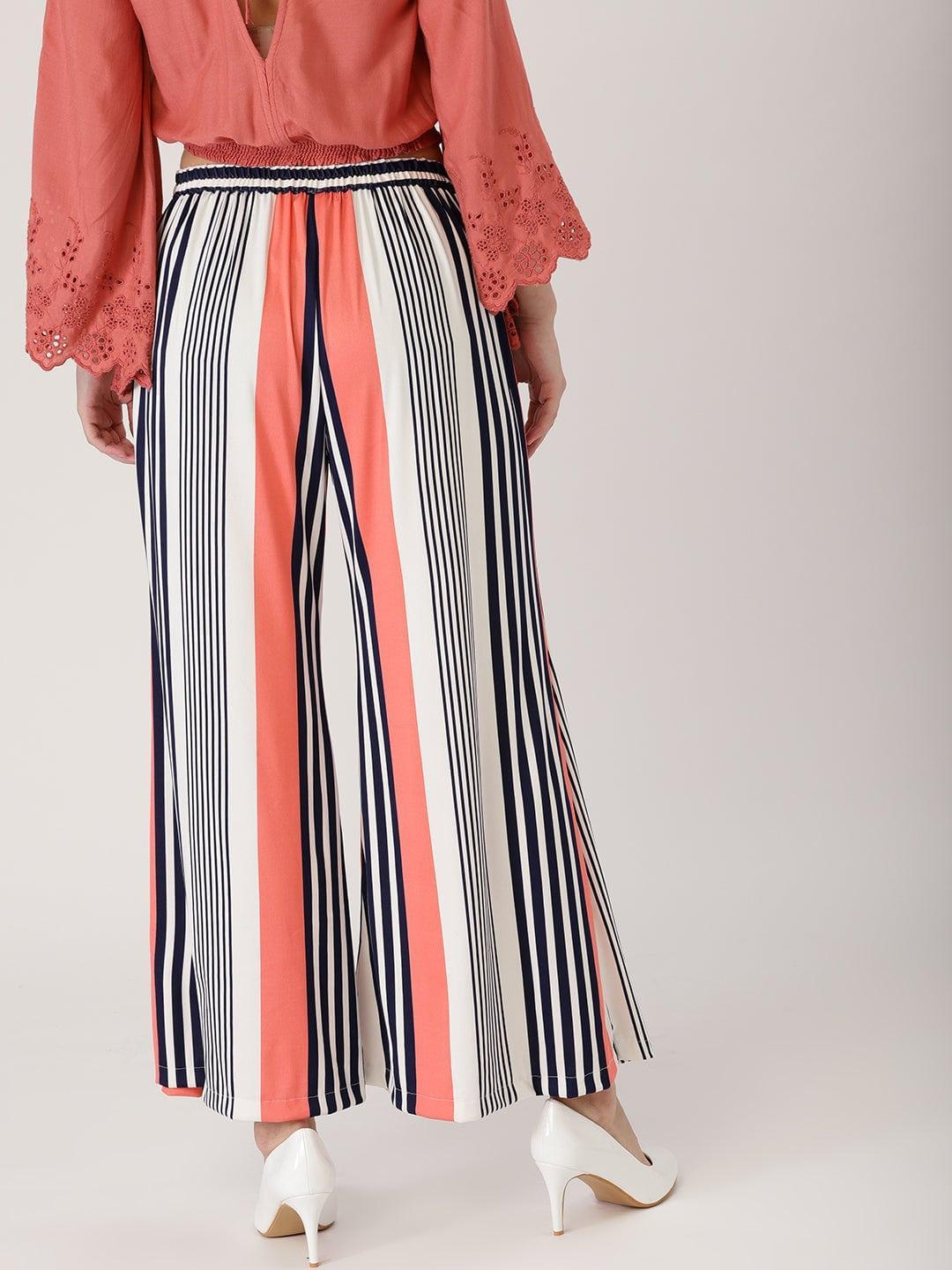 Multicoloured Striped Polyester Palazzos - ShopLibas