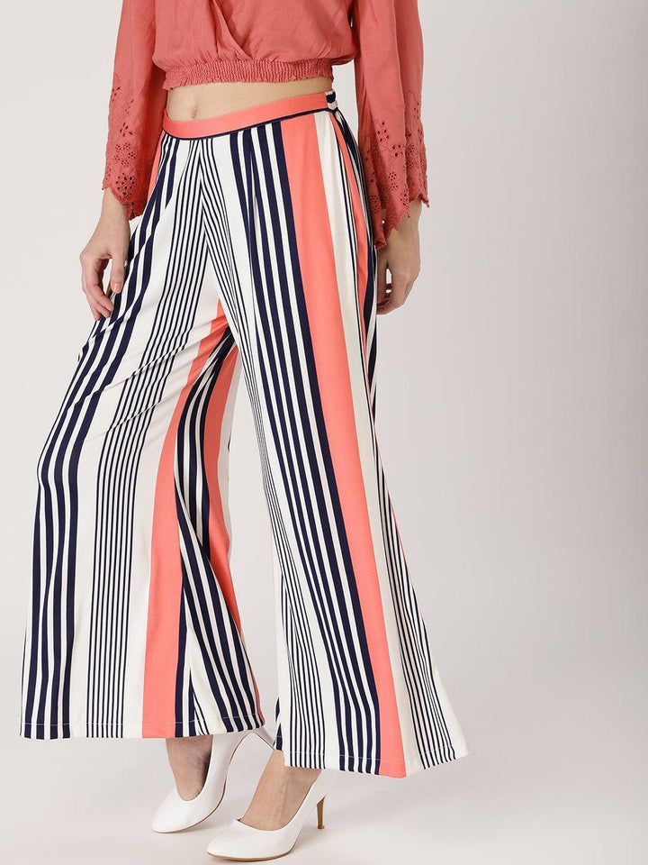 Multicoloured Striped Polyester Palazzos