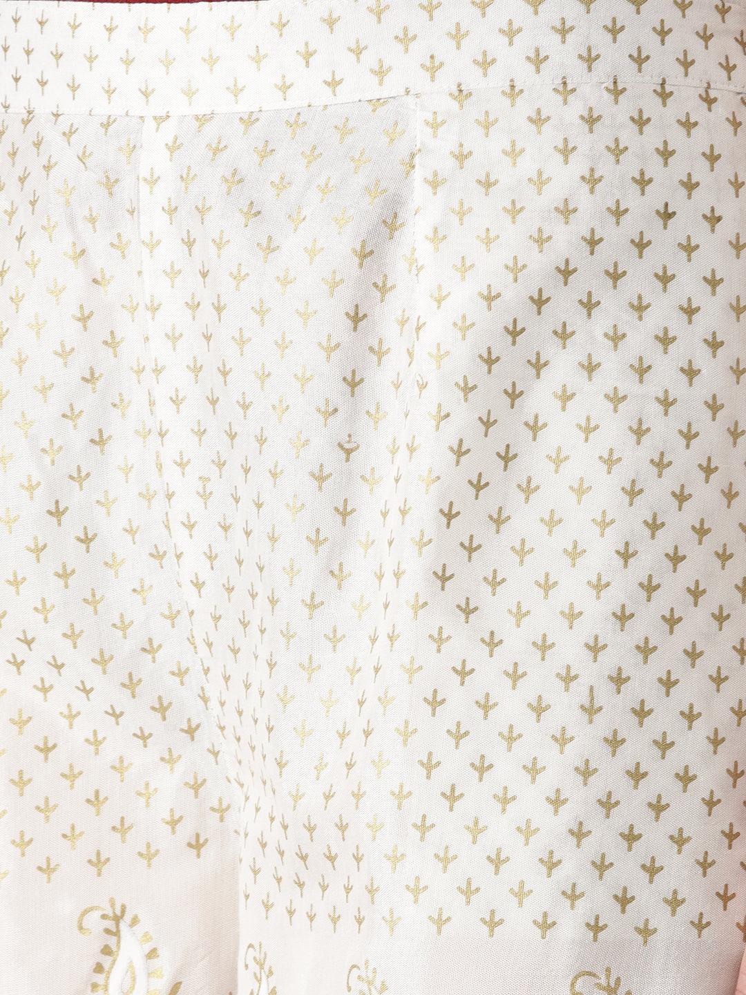 White Printed Polyester Palazzos - ShopLibas