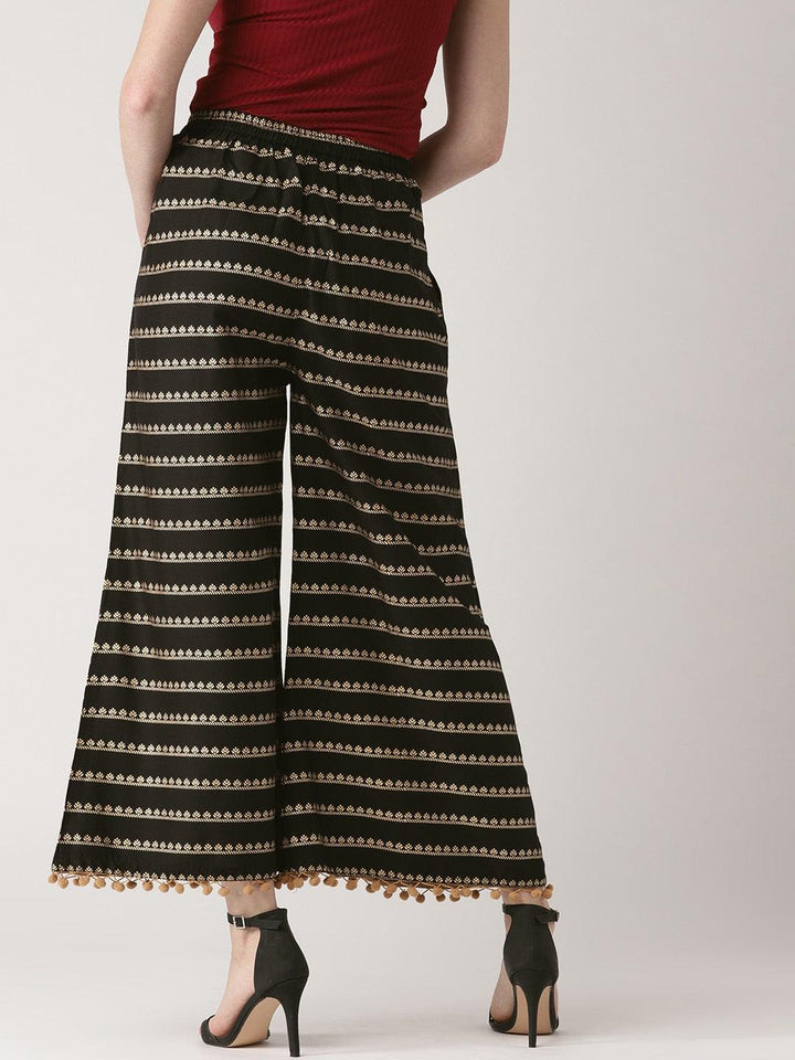 Black Printed Rayon Palazzos