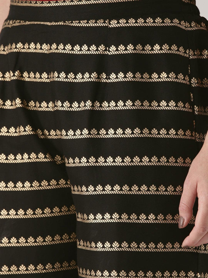 Black Printed Rayon Palazzos