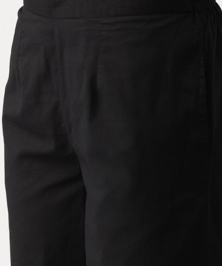 Black Solid Cotton Palazzos