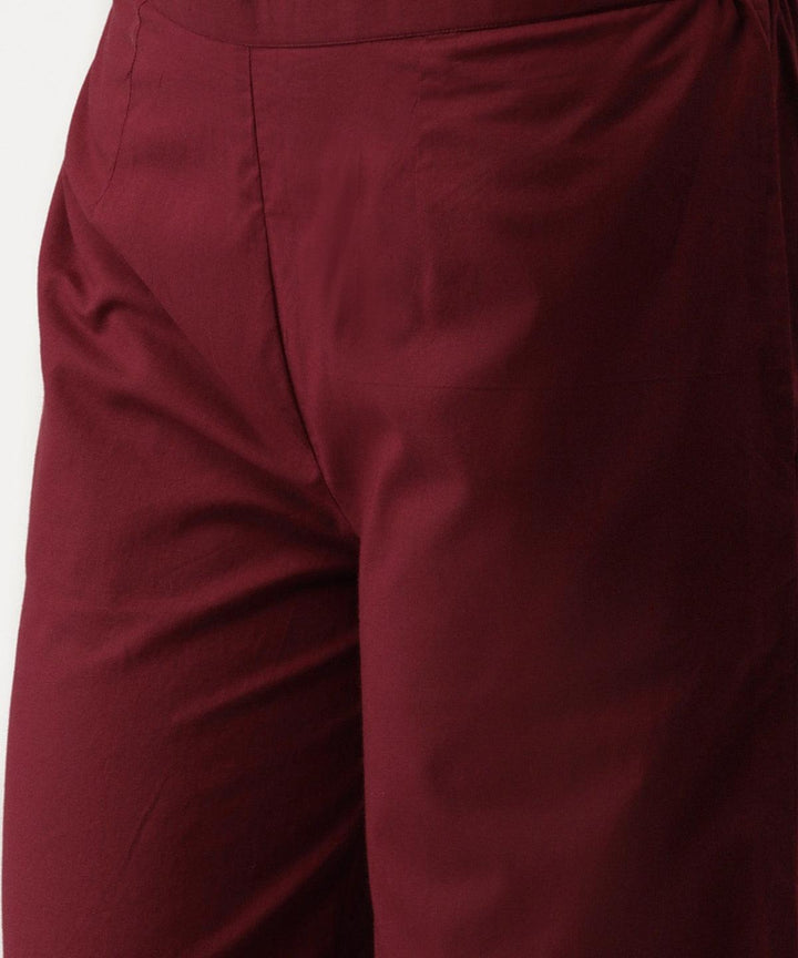 Maroon Solid Cotton Palazzos