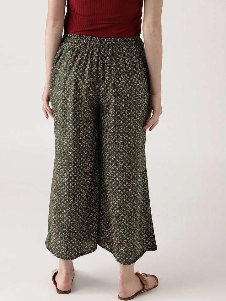 Green Printed Rayon Palazzos