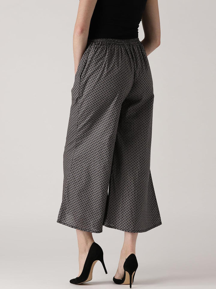 Grey Printed Cotton Palazzos