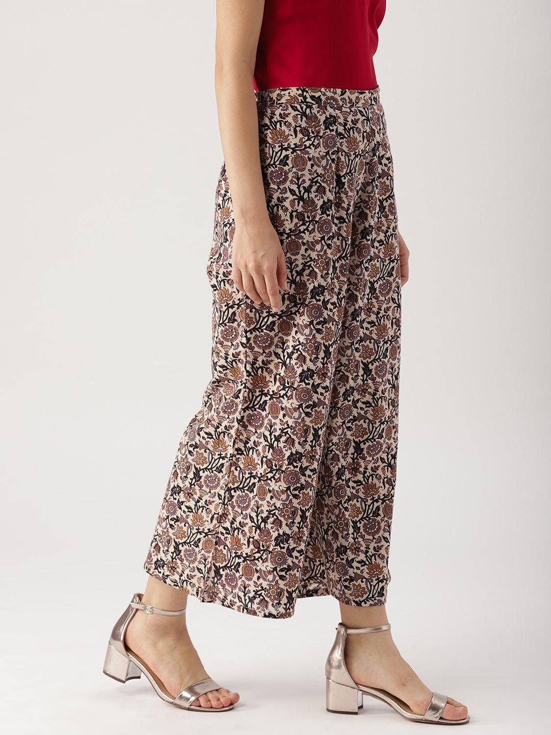 Multicoloured Printed Cotton Palazzos - ShopLibas