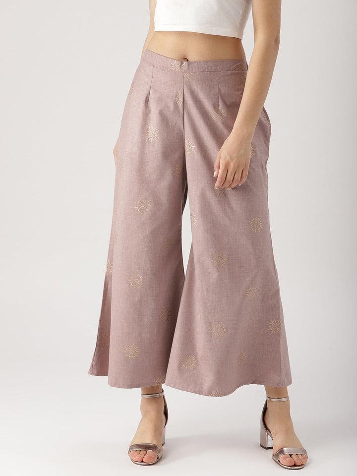 Purple Printed Cotton Palazzos