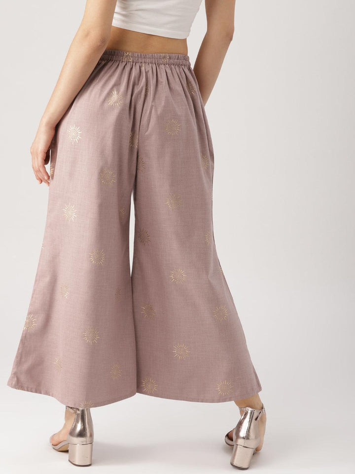 Purple Printed Cotton Palazzos