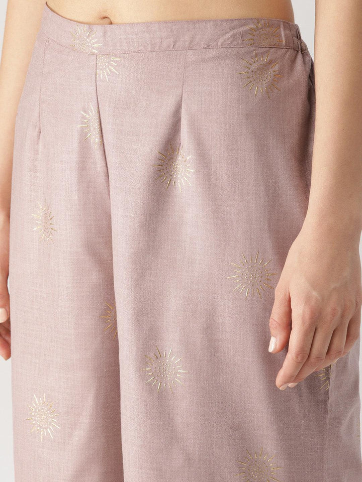 Purple Printed Cotton Palazzos