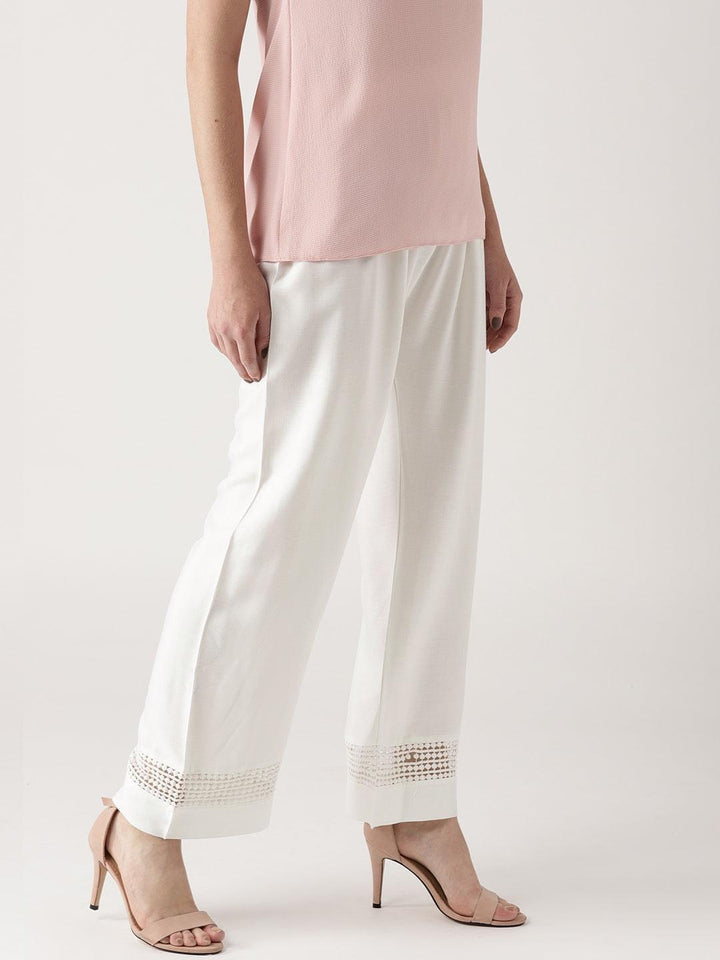 White Solid Rayon Palazzos