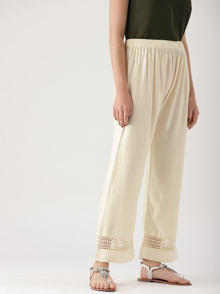 White Solid Rayon Palazzos