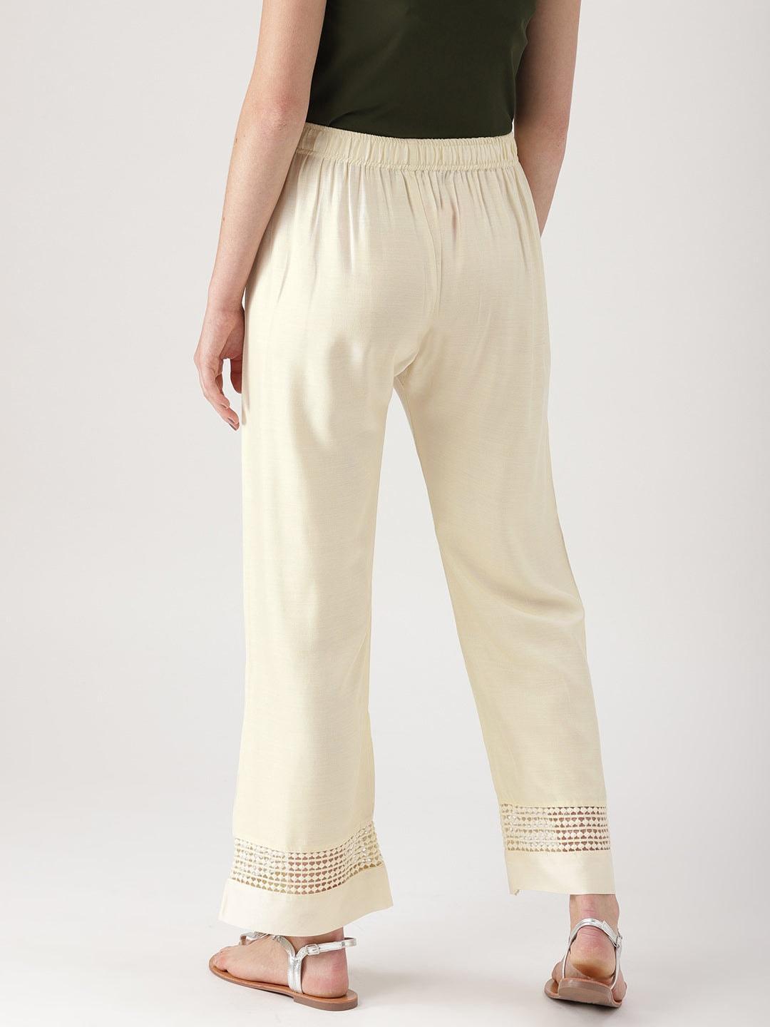 White Solid Rayon Palazzos - ShopLibas