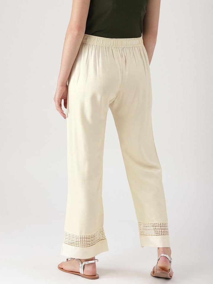 White Solid Rayon Palazzos